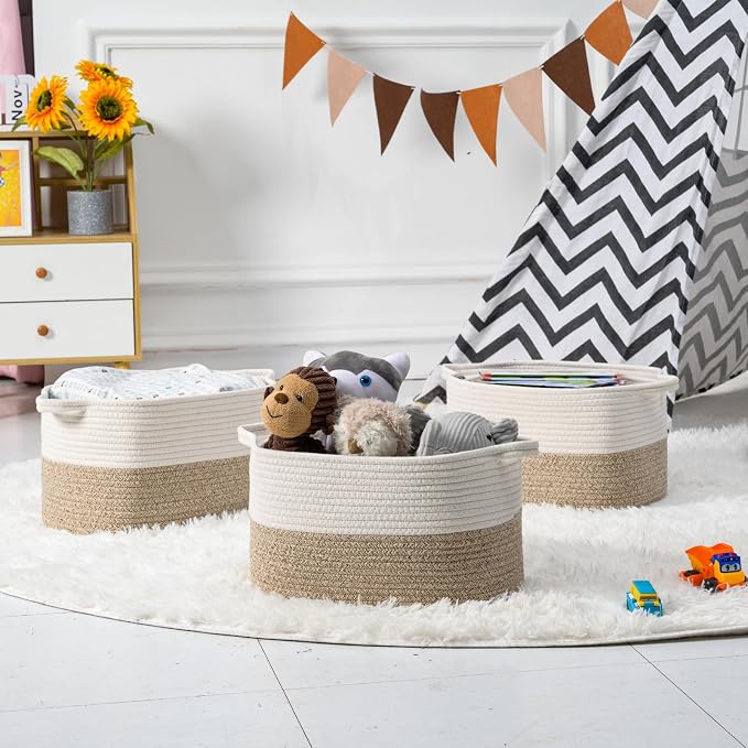DUHEL Cotton Rope Woven Storage Basket, Used - Image 5