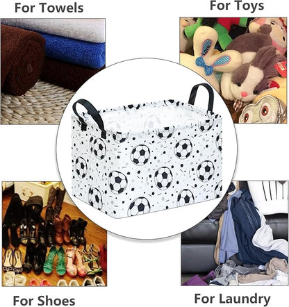 Kids Storage Basket with Soccer Print, 14.5" x 10.2" x 9.1", Waterproof with - Image 3