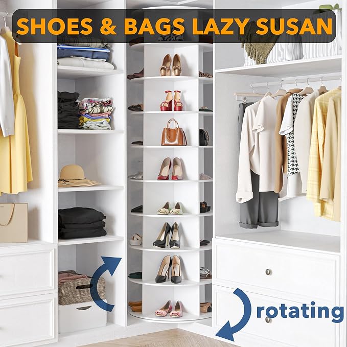 SpaceAid 9 Tier Rotating Shoe Rack Tower, Spinning Shoe Display Lazy Susan - Image 4