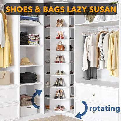 SpaceAid 9 Tier Rotating Shoe Rack Tower, Spinning Shoe Display Lazy Susan - Image 4