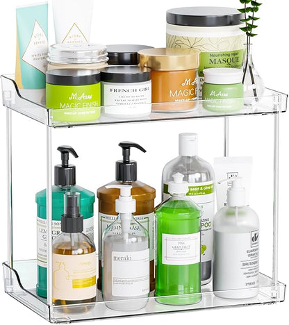 Yieach Clear Acrylic Bathroom Counter Organizers and Storage Tray, 2 Tier Makeup by Yieach