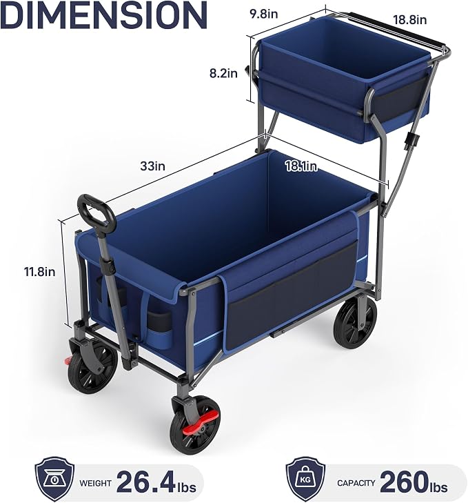EVER ADVANCED Collapsible Push & Pull Shopping Cart - Image 7