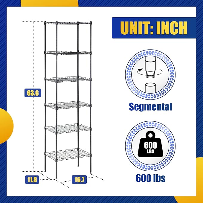 BestOffice Adjustable NSF-Certified Metal Shelf Wire Shelving Unit Storage - Image 3