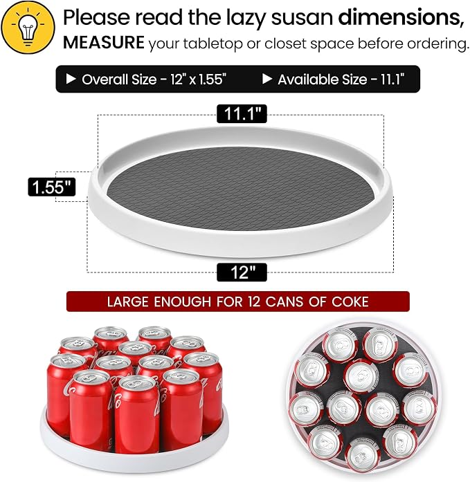 12-Inch Non-Skid Turntable Lazy Susan Organizer - Image 2