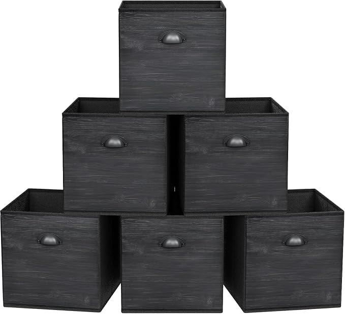 homyfort Faux Wood Grain Cube Storage Organizer Bins, 12x12 Inch Storage Cubes by homyfort