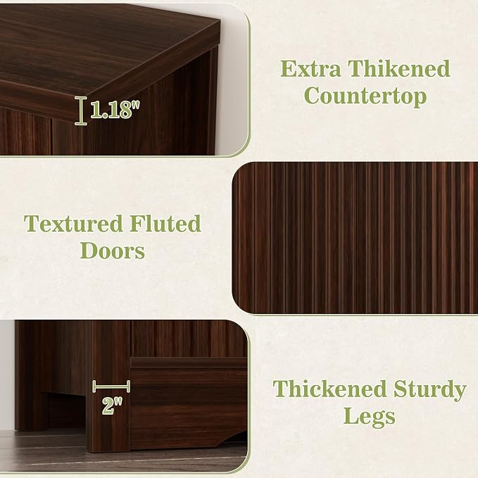 Cyclysio 55" Fluted Buffet Cabinet - Image 6