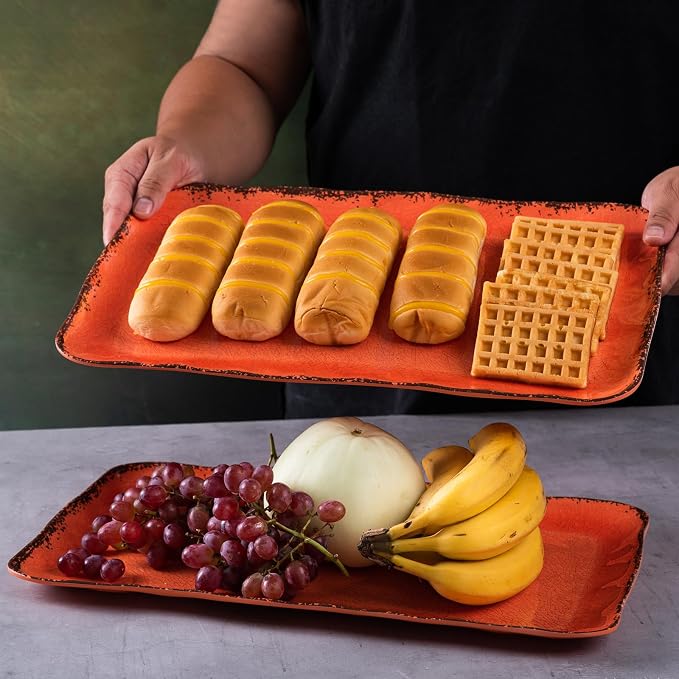 LEHAHA Melamine Serving Tray/Platters Set of 2, 17.5" x 10", 2-Piece Large - Image 2