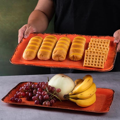 LEHAHA Melamine Serving Tray/Platters Set of 2, 17.5" x 10", 2-Piece Large - Image 2