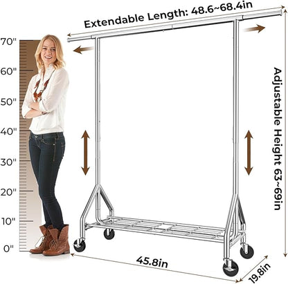 Heavy Duty Clothes Rack Load 450 LBS, Metal Garment Rack, Standing Rolling - Image 8