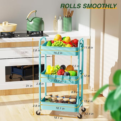 LEHOM 3 Tier Rolling Storage Cart, Metal Trolley Utility Cart - Image 4