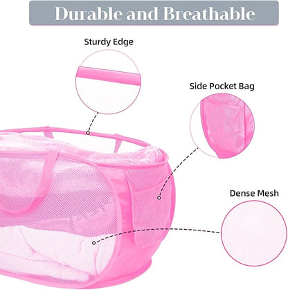 Durable Collapsible Laundry Baskets, Mesh Pop Up Laundry Hamper - Image 4