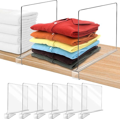 11 Inches Clear Shelf Dividers for Closet Organization and Storage, 6 Pack by OMGelic