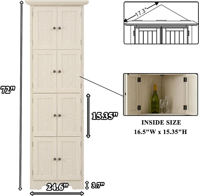 72" H Farmhouse Corner Storage Cabinet - Image 2