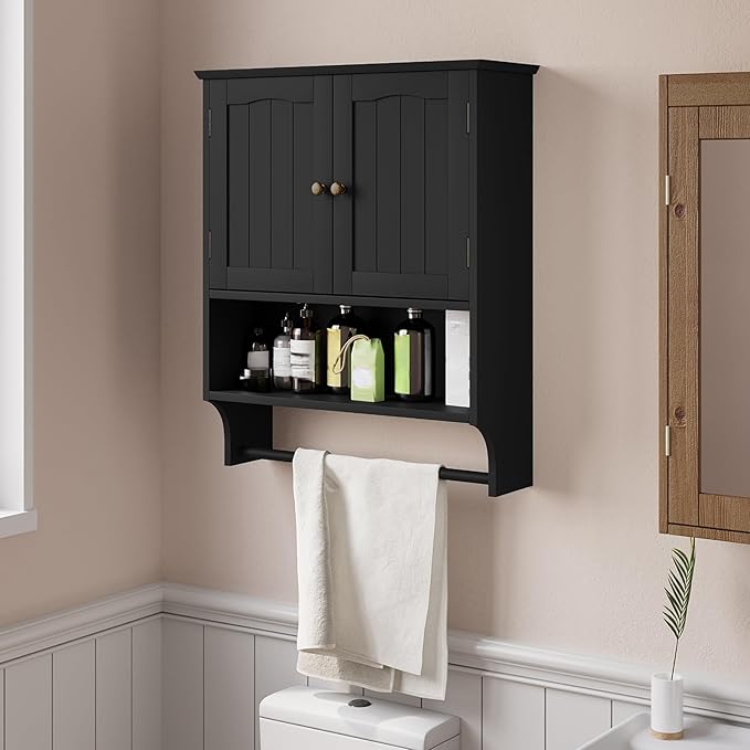 Smuxee Black Bathroom Cabinet Wall Mounted - Image 2