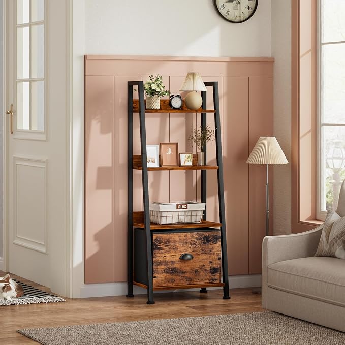 Furologee 4 Tier Ladder Shelf, Small Bookshelf - Image 2