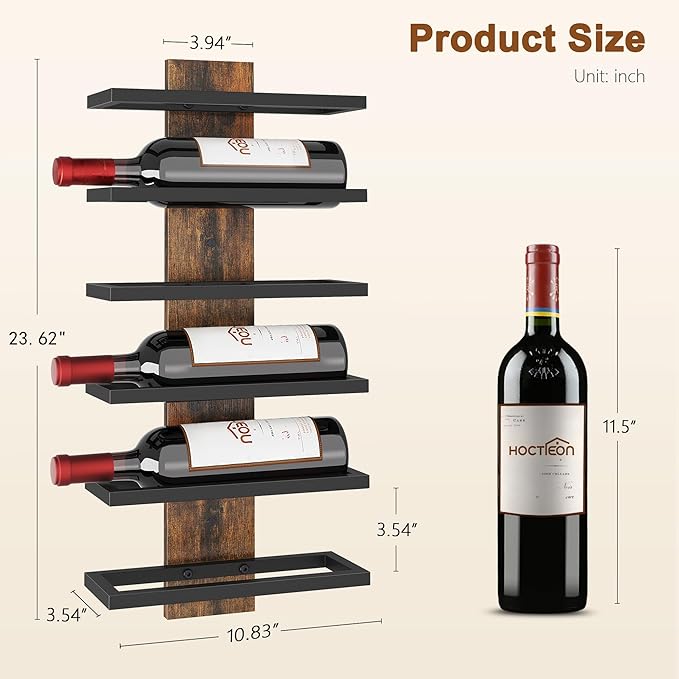 Hoctieon 3-Set 6 Tier Wall Mount Wine Rack, Wall Mounted Wine Bottle Racks - Image 7