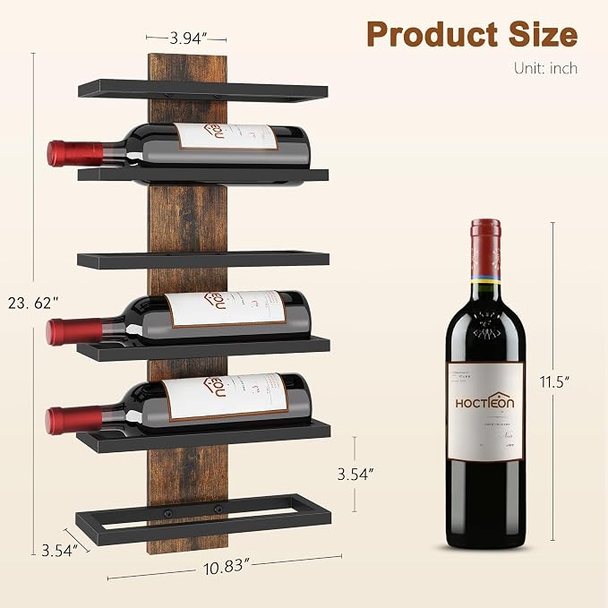 Hoctieon 6 Tier Wall Mount Wine Rack, Wall Mounted Wine Bottle Racks - Image 8