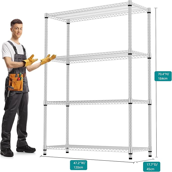 4 Tiers Shelf Metal Storage Shelves 2640 lbs Steel Storage Shelving Utility - Image 3