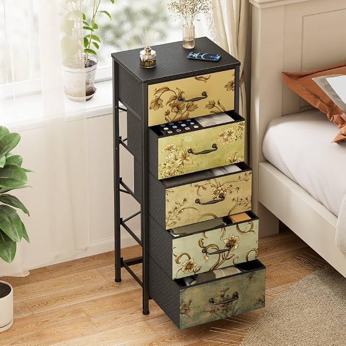 Furnulem 5 Drawer Dresser for Bedroom, Vintage Tall Skinny Storage Dressers | - Image 2
