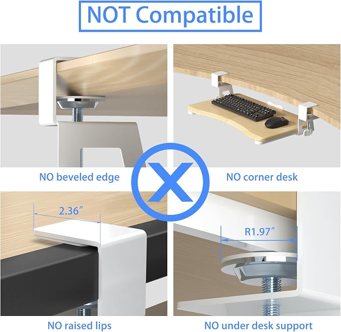 suptek Small Keyboard Tray Under Desk Pull Out - Image 5