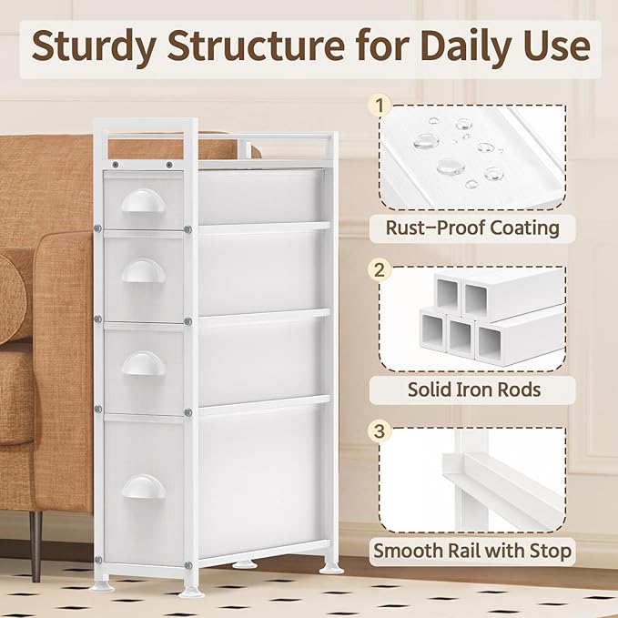 LASZOLA Narrow Cabinet Slim Storage Cart - Image 5