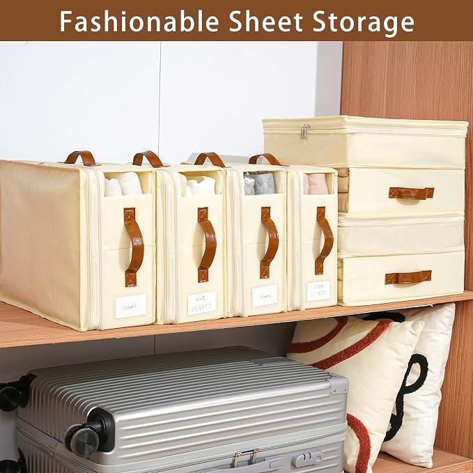 Bed Sheet Organizers and Storage, 8 Pack Linen Closet Organizers - Image 4
