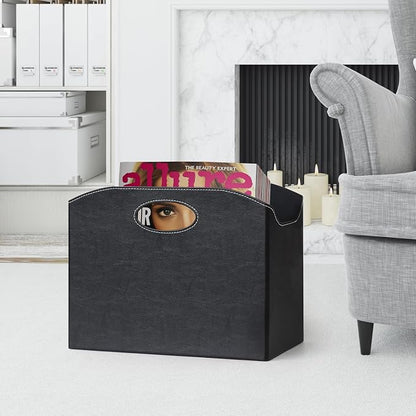 EZDeco Magazine Holder Foldable Magazine Rack Floor PU Leather File Holder - Image 6