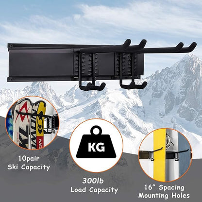Ultrawall 24-Inch Wall Mounted Ski Rack, Holds Up to 300lbs, Powder-Coated Steel - Image 3