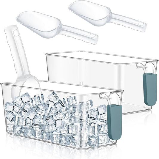 Havawish Ice Storage Bin and Flexible Scoop Set Plastic Freezer Bin by Havawish