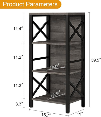 Small Bookshelf, 4 Tier Industrial Bookcase - Image 2