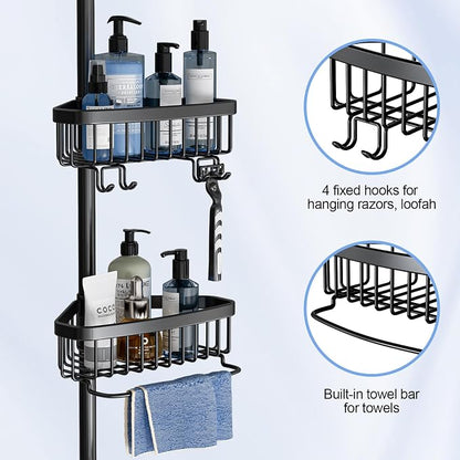 Corner Shower Caddy Tension Pole: Adjustable Rustproof 4-Tier Inside Bathroom - Image 4