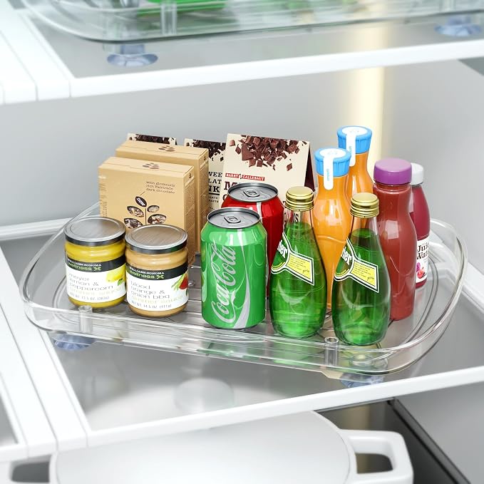 HIYOHIYO Clear Lazy Susan for Refrigerator Rectangular Fridge Turntable - Image 5