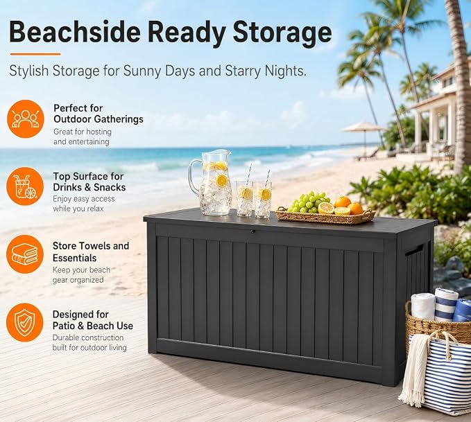270 Gallon Extra Large Deck Box Outdoor, Resin Storage Box Outdoor Waterproof - Image 7