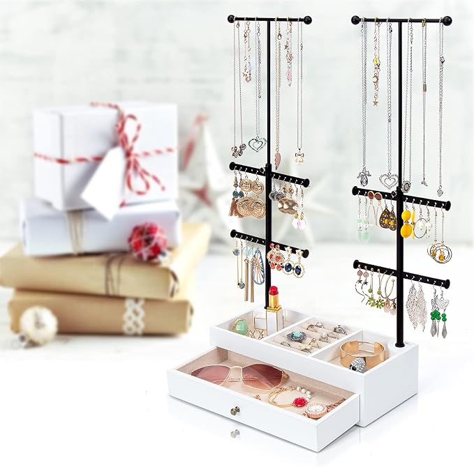 Emfogo Jewelry Organizer Stand Wood Basic Jewelry Drawer Storage Box - Image 3