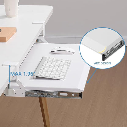 ETHU Keyboard Tray Under Desk, 19.7" X 12.2" Small Size C Clamp Keyboard Drawer - Image 2