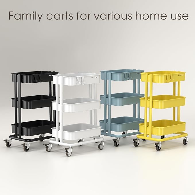 3 Tier Rolling Cart Metal Utility Cart - Image 9