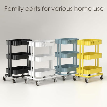 3 Tier Rolling Cart Metal Utility Cart - Image 9