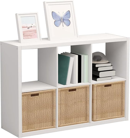 CTESNE【Wooden Thick Frame】 6 Cube Storage Organizer Shelf by CTESNE
