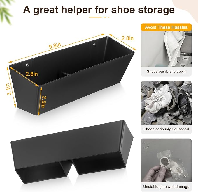 Novabright 10 Pack Wall Mounted Shoes Rack Storage - Image 2