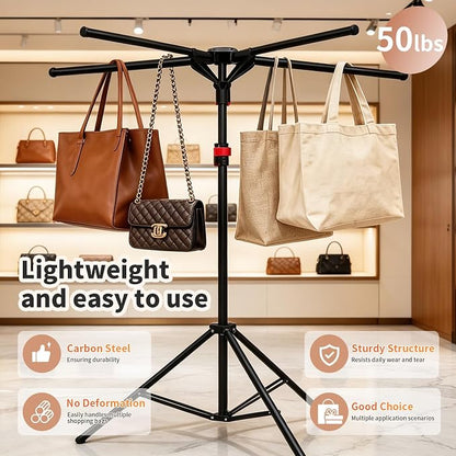 CozyNova Shopping Bag Rack: Adjustable Height & Base, Premium Metal Display - Image 2
