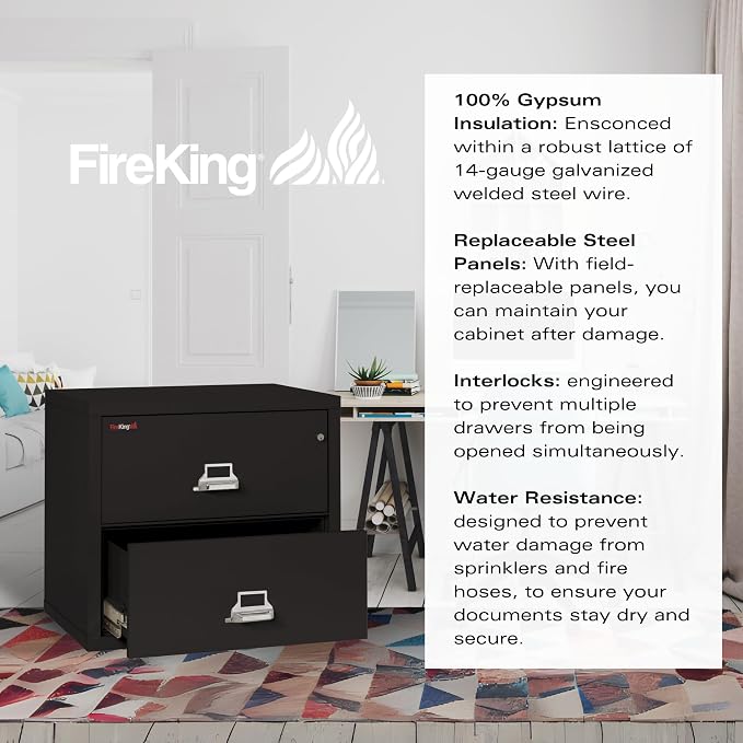 FireKing Fireproof Lateral File Cabinet, 27.75" H x 31.19" W x 22.13" D - Image 6