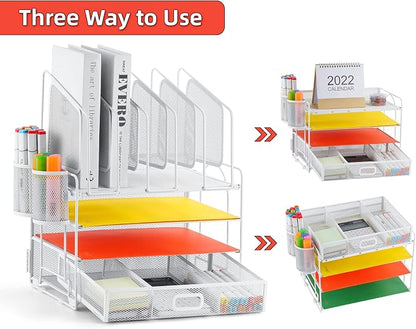 Marbrasse Desk Organizers, 4-Tier Mesh Desk File Organizer - Image 3
