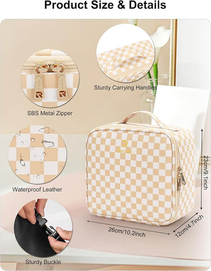 Relavel Travel Makeup Bag With LED Mirror, Cosmetic Train Case with Light up - Image 2