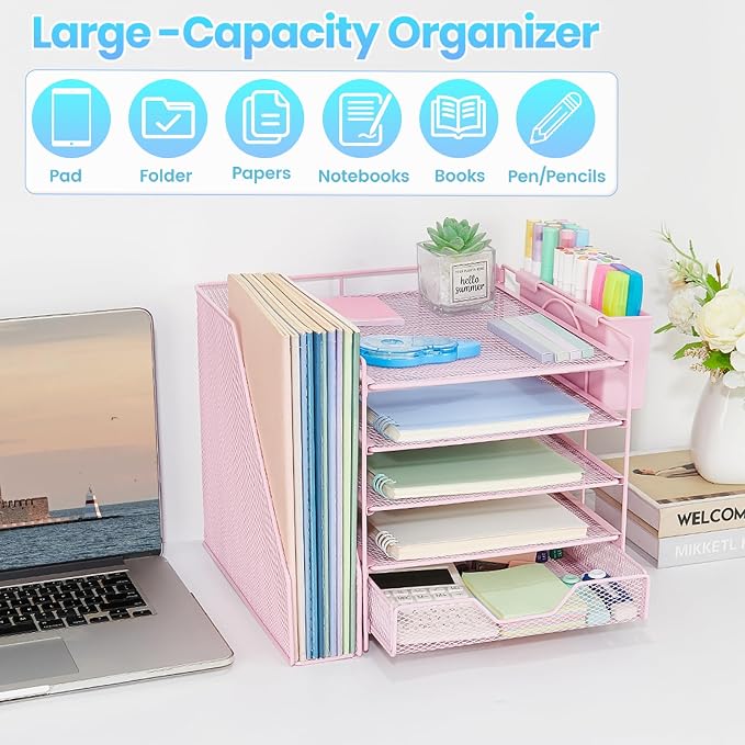 Desk Organizers and Accessories, 5-Tier Paper Letter Tray Organizer - Image 6