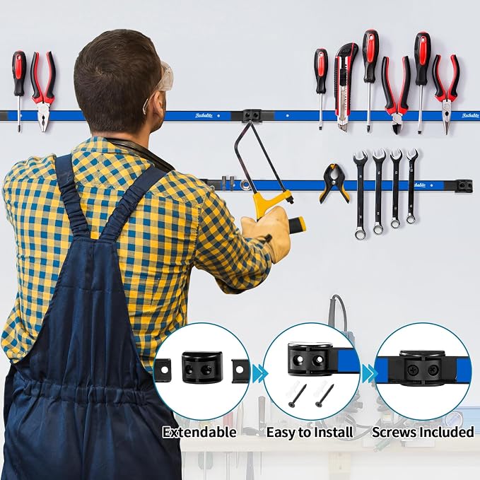 4 Pieces 18" Magnetic Tool Holder Strip, Metal Tool Organizer Rack - Image 3