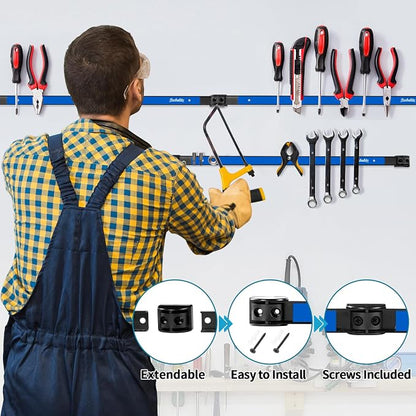 4 Pieces 18" Magnetic Tool Holder Strip, Metal Tool Organizer Rack - Image 3