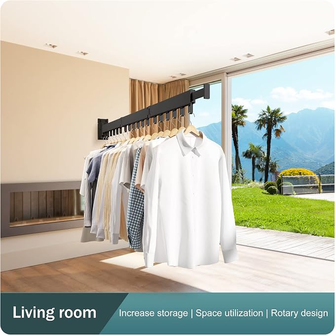Clothes Drying Rack, Laundry Drying Rack, Clothes Rack Wall Mount, Wall Mounted - Image 8
