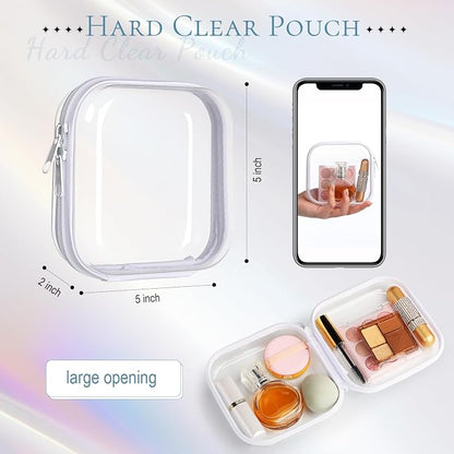 Sanwuta 6 Pcs Clear Hard Zipper Case Hard Plastic Zipper Pouches Transparent - Image 2