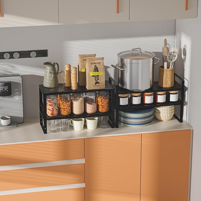 Expandable, Adjustable & Stackable Spice Rack, Cabinet Kitchen Countertop Shelf - Image 5