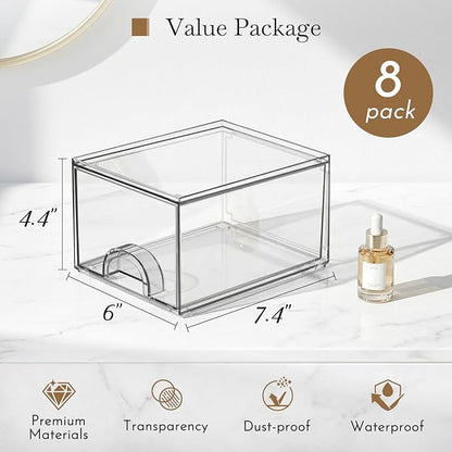 8 Pack Small Clear Stackable Acrylic Storage Boxes - Image 2